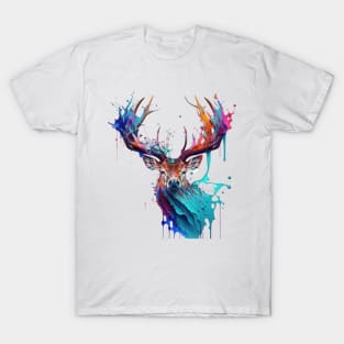 Deer Splash Art: Enchanted Fantasy Depiction #2 T-Shirt